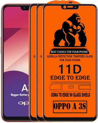 GDMA Edge To Edge Tempered Glass for Oppo A3s(Pack of 3)
