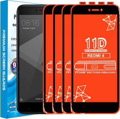 PFOAM Edge To Edge Tempered Glass for Mi Redmi 4(Pack of 4)
