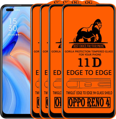 TWIGLO Edge To Edge Tempered Glass for OPPO RENO 4(Pack of 4)