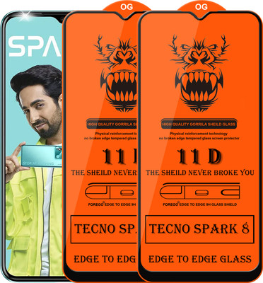 Forego Edge To Edge Tempered Glass for Tecno Spark 8(Pack of 2)