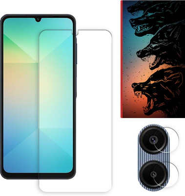 ARBAN Edge To Edge Tempered Glass for Samsung Galaxy A06 4G Tempered Screen Protector | Anti-Scratch | Edge to Edge Full Coverage | 9H Hardness ( 1 FRONT SCREEN GUARD + 1 CAMERA LENS PROTECTOR + 1 FREE BACK EMBOSSED SKIN061 )(Pack of 1)