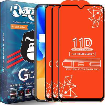 Roxel Edge To Edge Tempered Glass for Tecno Spark 7(Pack of 3)