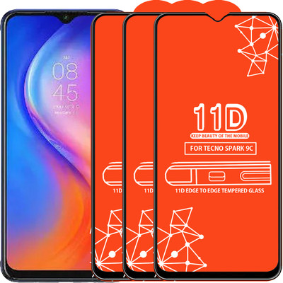 Roxel Edge To Edge Tempered Glass for Tecno Spark 9C(Pack of 3)