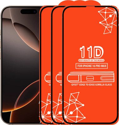 Qyist Edge To Edge Tempered Glass for IPHONE 16 PRO MAX(Pack of 3)