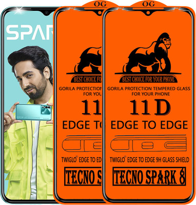 TWIGLO Edge To Edge Tempered Glass for TECNO SPARK 8(Pack of 2)