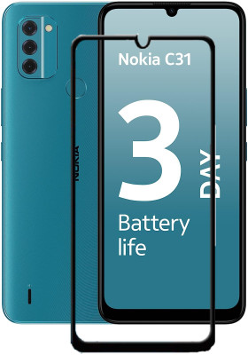 Caseline Edge To Edge Tempered Glass for Nokia C31(Pack of 1)