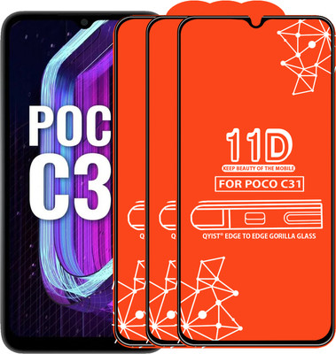 Qyist Edge To Edge Tempered Glass for Poco C31(Pack of 3)