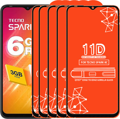 Qyist Edge To Edge Tempered Glass for Tecno Spark 8C(Pack of 5)