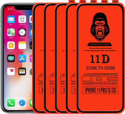 Rofix star Edge To Edge Tempered Glass for Apple iPhone X(Pack of 5)