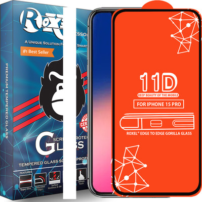 Roxel Edge To Edge Tempered Glass for Iphone 15 Pro(Pack of 1)