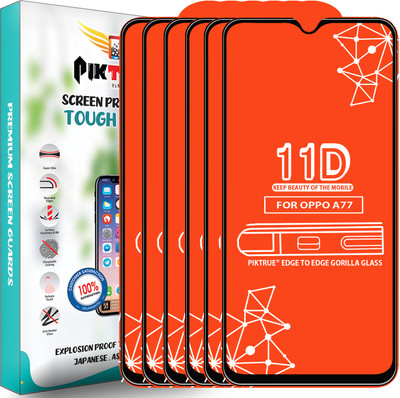 PikTrue Edge To Edge Tempered Glass for Oppo A77(Pack of 6)