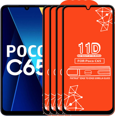 PikTrue Edge To Edge Tempered Glass for Poco C65(Pack of 4)