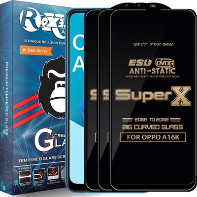 Roxel Edge To Edge Tempered Glass for OPPO A16K(Pack of 3)