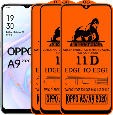 TWIGLO Edge To Edge Tempered Glass for OPPO A9 2020(Pack of 3)