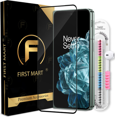 FIRST MART Edge To Edge Tempered Glass for OnePlus OPEN 5G, OPEN 5G, 1+ OPEN, ( 1 OG Tempered Glass with 1 Cable Protector )(Pack of 2)