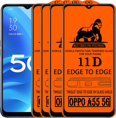 TWIGLO Edge To Edge Tempered Glass for OPPO A55 5G(Pack of 4)