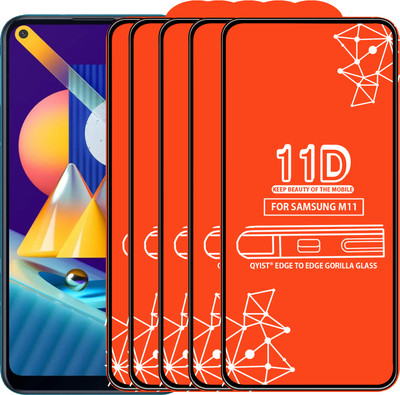 Qyist Edge To Edge Tempered Glass for Samsung Galaxy M11(Pack of 5)