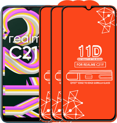 Qyist Edge To Edge Tempered Glass for Realme C21Y(Pack of 3)
