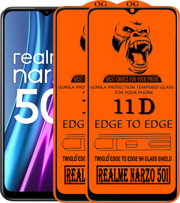 TWIGLO Edge To Edge Tempered Glass for REALME NARZO 50I(Pack of 3)