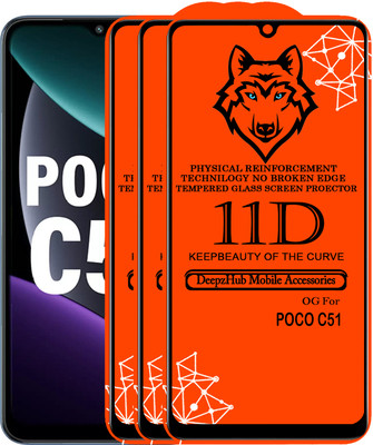 DeepzHub Edge To Edge Tempered Glass for POCO C51(Pack of 3)