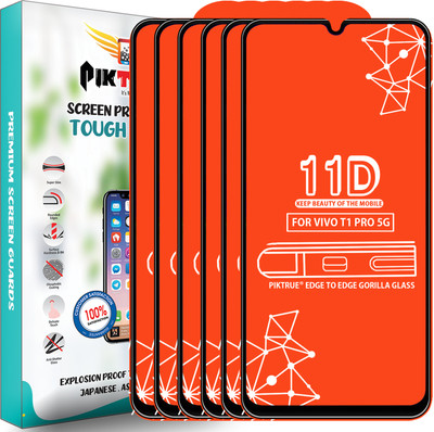 PikTrue Edge To Edge Tempered Glass for Vivo T1 Pro 5G(Pack of 6)