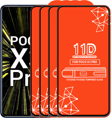 Roxel Edge To Edge Tempered Glass for Poco X3 Pro(Pack of 4)
