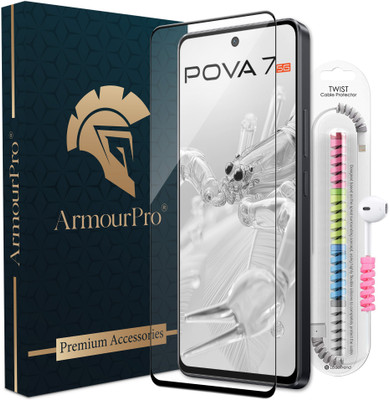 ArmourPro Edge To Edge Tempered Glass for Tecno Pova 7 5G, Pova 7, OG Tempered Glass with Cable Protector(Pack of 1)