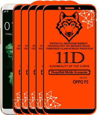 DeepzHub Edge To Edge Tempered Glass for Oppo F5(Pack of 5)