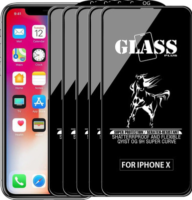 Qyist Edge To Edge Tempered Glass for Apple iPhone X(Pack of 5)
