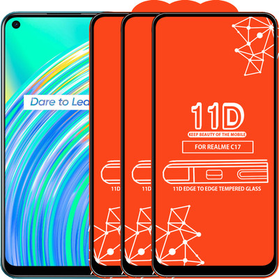 Qyist Edge To Edge Tempered Glass for Realme C17(Pack of 3)