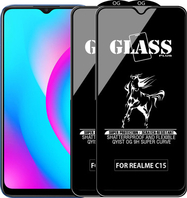 Qyist Edge To Edge Tempered Glass for REALME C15(Pack of 2)