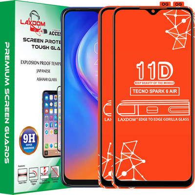 Laxdom Edge To Edge Tempered Glass for TECNO SPARK 6 AIR(Pack of 2)