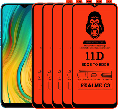 Rofix star Edge To Edge Tempered Glass for REALME C3(Pack of 5)