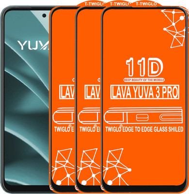 TWIGLO Edge To Edge Tempered Glass for LAVA YUVA 3 PRO(Pack of 3)