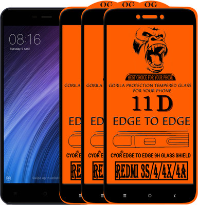 CYOR Edge To Edge Tempered Glass for Mi Redmi 4(Pack of 3)