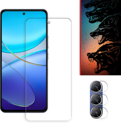 SOMTONE Edge To Edge Tempered Glass for vivo V30 Lite 4G Tempered Glass Screen Protector | Anti-Scratch | Edge to Edge Full Coverage | 9H Hardness ( 1 FRONT SCREEN GUARD + 1 CAMERA LENS PROTECTOR + 1 FREE BACK EMBOSSED SKIN061 )(Pack of 1)