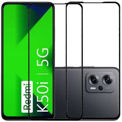 KMPERED Edge To Edge Tempered Glass for Redmi K50I, REDMI K50I 5G(Pack of 2)