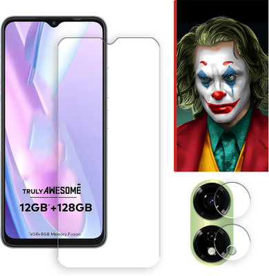 ARBAN Edge To Edge Tempered Glass for itel P55 5G Tempered Screen Protector | Anti-Scratch | Edge to Edge Full Coverage | 9H Hardness ( 1 FRONT SCREEN GUARD + 1 CAMERA LENS PROTECTOR + 1 FREE BACK EMBOSSED SKIN026 )(Pack of 1)