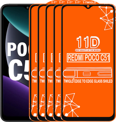 TWIGLO Edge To Edge Tempered Glass for REDMI POCO C51(Pack of 5)