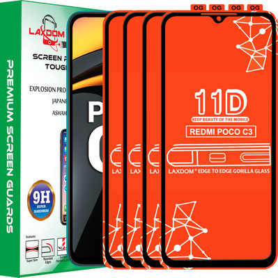 Laxdom Edge To Edge Tempered Glass for POCO C3(Pack of 4)