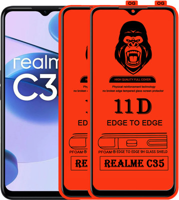 Laxdom Edge To Edge Tempered Glass for REALME C35(Pack of 2)