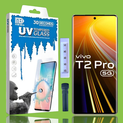 KadWaniya Edge To Edge Tempered Glass for Vivo T2 Pro 5G, VIVO T2 PRO 5G, Meibo Series 3D Curved (30 Seconds Quick Paste) High Quality UV Liquide Glue Glass with Easy Installation Kit-0320(Pack of 1)