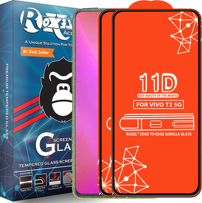 Roxel Edge To Edge Tempered Glass for Vivo T2 5G(Pack of 2)