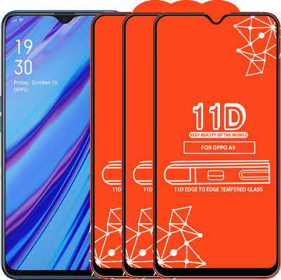 Qyist Edge To Edge Tempered Glass for Oppo A9(Pack of 3)
