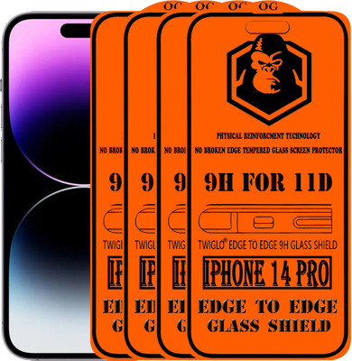 TWIGLO Edge To Edge Tempered Glass for IPHONE 14 PRO(Pack of 4)