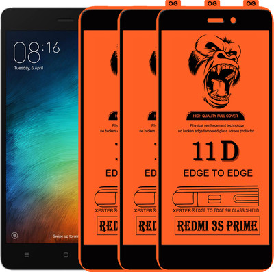 PFOAM Edge To Edge Tempered Glass for Mi Redmi 3S Prime(Pack of 3)