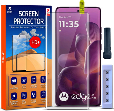 FAVJIP Edge To Edge Tempered Glass for Motorola Edge 60 Pro 5G, Motorola Edge 60 Pro, Moto Edge 60 Pro 5G, Moto Edge 60 Pro, Quad Curved UV Liquide Glue Screen Guard Protector with Easy Installation Kit(Pack of 1)