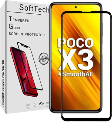 SoftTech Edge To Edge Tempered Glass for Poco X3(Pack of 1)