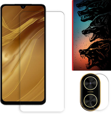 SOMTONE Edge To Edge Tempered Glass for Poco C71 4G Tempered Glass Screen Protector | Anti-Scratch | Edge to Edge Full Coverage | 9H Hardness ( 1 FRONT SCREEN GUARD + 1 CAMERA LENS PROTECTOR + 1 FREE BACK EMBOSSED SKIN061 )(Pack of 1)