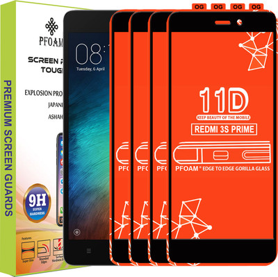 PFOAM Edge To Edge Tempered Glass for Mi Redmi 3S Prime(Pack of 4)